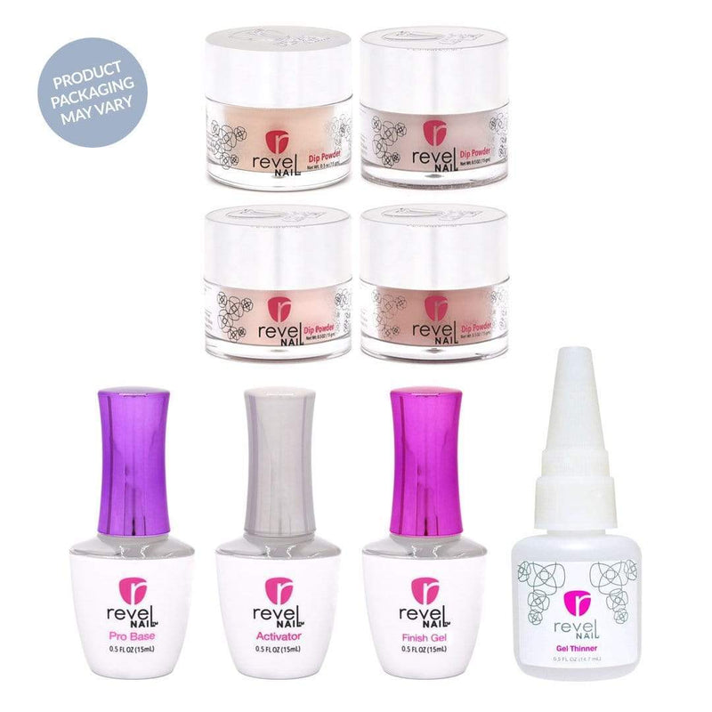 Revel Nail Dip Powder Starter Kit Bare With Me | Four Color Starter Kit